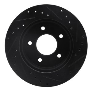 Chevrolet ASTRO Brake Rotor (1) - Front Left - R1 Concepts - Drilled & Slotted - Black - `90-`02